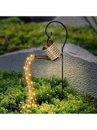 1入組太陽能發電的澆水罐燈,掛式太陽能瀑布燈,耐水戶外花園裝飾太陽能燈,適用於庭院、門廊、草坪、後院、景觀、戶外園藝禮品（含牧羊人掛勾）