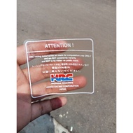 HRC TRANSPARENT WARNING STICKER