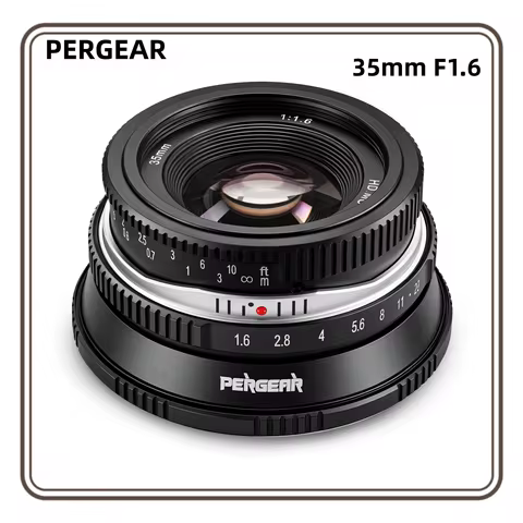 PERGEAR 35mm F1.6 Camera Lens Manual Focus Fixed Lens For Fujifilm XF M4/3 Sony E Mount Camera X-A1