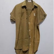 KEMEJA Women's Long Sleeve Shirt Outerwear in Love 1980 Brown L (90x55) Second Original