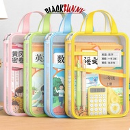 BLACKFUNNY L-Shaped Subject File Bag Mesh Stationery Storage Bag A4 Size Test Paper Bags Zipper Larg