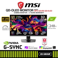 MSI MPG 322URX QD-OLED 31.5-inch UHD 240Hz QD-OLED Gaming Monitor (3Yrs MSI Warranty)
