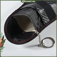 ✥Alloyseed✥【High Quality】 Car Key Signal Blocker Case Carbon Fiber Key Fob Faraday Bag PU Leather Ca