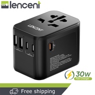 LENCENT GaN III 65W/45W/30W Universal Travel Adapter International Charger with 2 USB Ports & 3 USB-