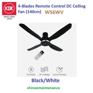 KDK 4-Blades Remote Control DC Ceiling Fan (140cm) W56WV Black/White
