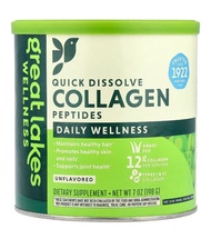 Great Lakes Wellness, Quick Dissolve Collagen Peptides, Daily Wellness, Unflavored, 7 oz (198 g) bes