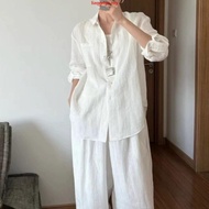 LAHSTORE women's loose long-sleeved linen shirt, youthful, multi-purpose basic design (Orange)