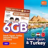 Hello1010 Saudi Arabia/Egypt/Turkey Unicom 30 Days Travel Prepaid Sim Card