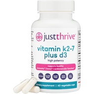 Just Thrive Vitamin K2-7 Plus D3 - Immune, Heart, and Bone Health Supplement, 60 Vegetable Capsules
