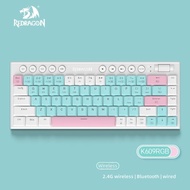Redragon 60% Keyboard Mekanikal RGB Nirkabel, Keyboard Bluet