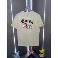 EVISU/God of Fortune 2026 Classic Round Neck Short-Sleeved T-Shirt Men Women Sports Style Raglan Sle