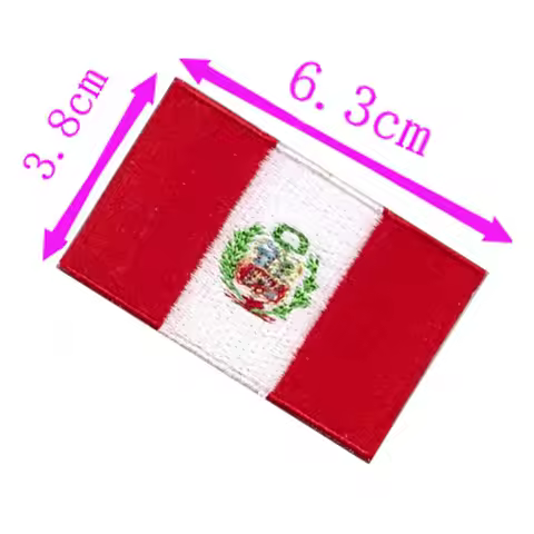 Peru Flag Embroidery Patch 6.3cm Wide Iron On Sew On Backing