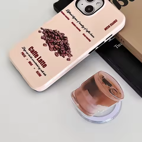 Korea Cute Cartoon Latte Coffee Magnetic Holder Grip Tok Griptok Phone Stand Holder Support for IPho