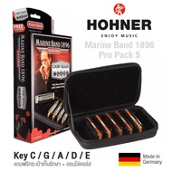 Hohner Marine Band 1896 Pro Pack 5 Harmonica 10 Holes Of 5 Super Value Set Key C/G/A /D/E + Gr