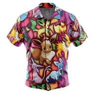Eevee Evolutions Pokemon Button Up Hawaiian Collar Shirts