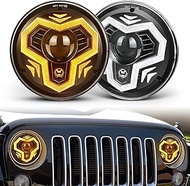 7 Inch LED Headlights, 1000% Bright Anti-glare Round Headlamp with Welcome DRL Amber Turn Signal Com