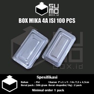 Plastik mika kue ukuran 4A isi 100pcs / mika kotak makanan / box mika kue bolu dan makanan