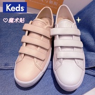 Keds Leather White Shoes Velcro Genuine Leather Surface Women's Shoes Thick-Soled Sneakers Casual All-Match Platform Sole Top Layer Co