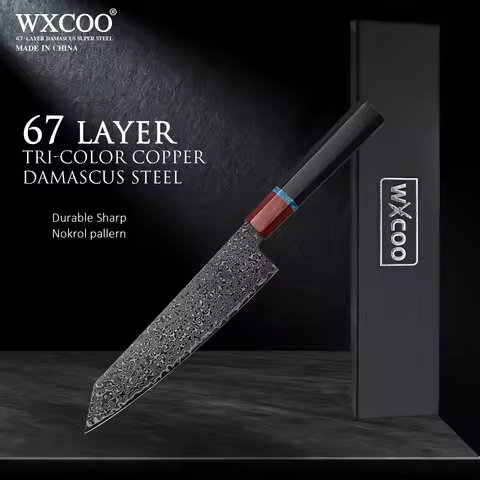WXCOO Kitchen Knife Damascus VG10 Steel Chef Knives Damascus Japanese Chef Knife Set Meat Fish Fruit