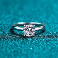 Real Moissanite Four Prong Ring s925 Sterling Silver Classic 0.5ct 1ct 2ct Moissanite Ring Propose W