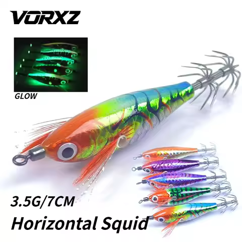 Horizontal Jig Egi Set Full Luminous Glow Mini Squid Jig Tiger Scale Red Tinsel Feather Light Lure S