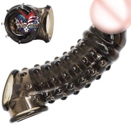Thorn Wolf Teeth Sleeve Penis Sleeve Triple Lock Crystal Sleeve Delay Extension Thickened Ring 狼牙套 男