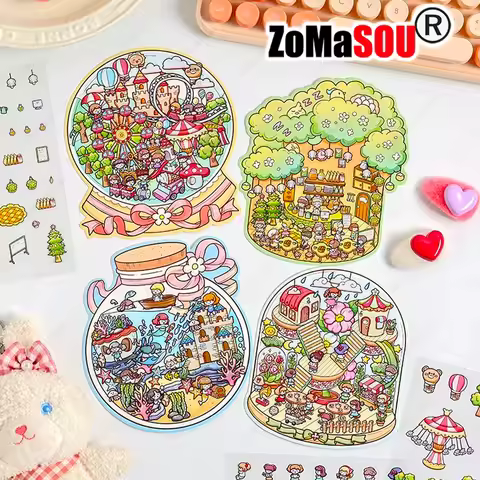 Joyful Dreamy Crystal Life DIY 3D Landscaping Stickers Cabin Scene Sticker Cute Kid Child Classmate 