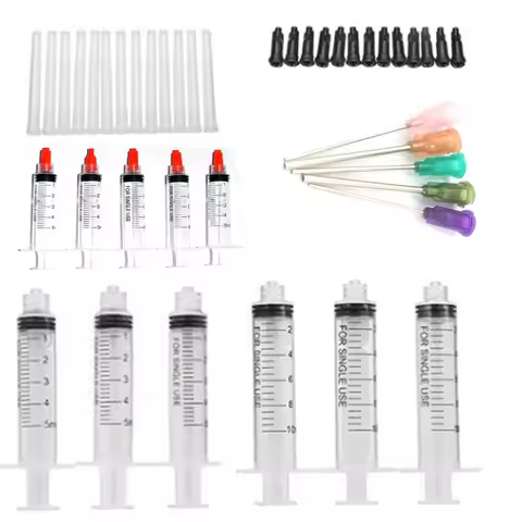 1/5 Pack 5/10ml Transparent Blunt Tip Syringe 5pcs Blunt Tip Needle & 5pcs Tip Cap sets For Industri