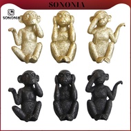 [SONONIA] 3Pcs Monkey Statue Resin Monkey Figurine Collectible Craft Nordic Monkey Sculpture for Hom
