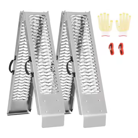 SucceBuy 1000lbs Steel Ramps 2Pcs Ramps W/ Wider Ramp Surface, Universal Stable Loading Ramp with Ha