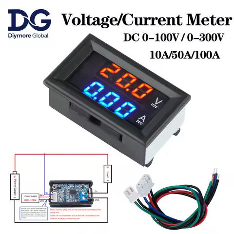 DC0-100V/DC0-300V 10/50/100A LED Digital Voltmeter Ammeter Car Motocycle Voltage Current Meter Volt 