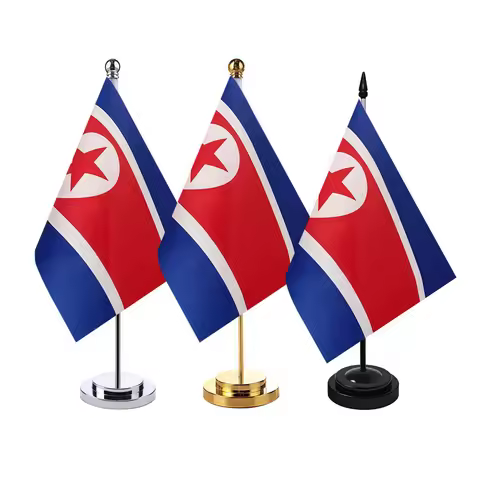 CYPOMELO office desk flag North Korea flag 14x21cm North Korea desktop small decorative flag (with f