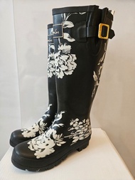 Joules 黑色花卉雨靴