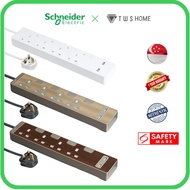 Schneider Electric- AvatarOn Trailing socket with individual LED switch 4Gang & 2x USB, 3Meters (Ext