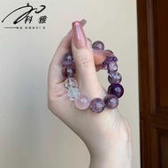 Natural Crystal Bracelet Nine Purple Amethyst White Crystal Design Female Crystal Bracelet