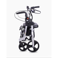 GD53Elijiao Trolley for the Elderly Can Sit Lightweight Folding Shopping Cart for the Elderly Four-Wheel Walking Crutches