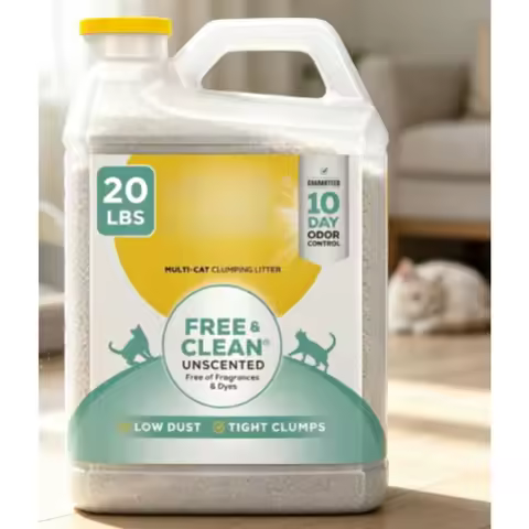 Purina Tidy Cats Free and Clean Clumping Cat Litter, Unscented, 20 lb Jug