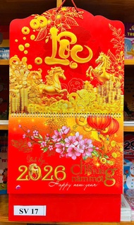 Lịch 2026 Lịch tết 2026 Lịch treo tường lịch âm dương 12 tờ 30x40cm mỗi tháng là 1 tờ