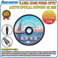 Active Fiber Optic HDMI Cable 25M V2.0 Support 4K UHD HDR 4K 25M Fiber Optic HDMI Cable FO HDMI Cabl