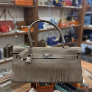 Used Hermes Kelly Fringe Shoulder Bag Etoupe Phw