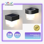 K2 VIVIDWAYS XP5 OUTDOOR SOLAR WALL LAMP WATERPROOF 3W ROUND AND SQUARE