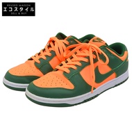 Nike DUNK LOW RETRO 邁阿密颶風隊真皮男鞋，綠色/橙色配色，尺寸 28cm（美國碼）[二手]（成色極佳）