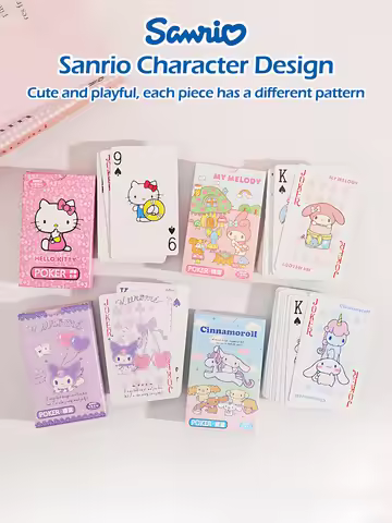 New Hot Sanrio Playing Cards Poker Game Set with Kuromi Hello Kitty Cinnamoroll My Melody Cute Carto