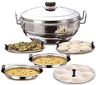 Taluka Stainless Steel Induction Kadai With Lid & Standard Idli Maker Steamer (2Idli,2Dhokla,1Patra 