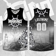 Black & White Marine Basketball Jersey Full Sublimation 3D Print Vest Summer Basketball Jersey Fanwe