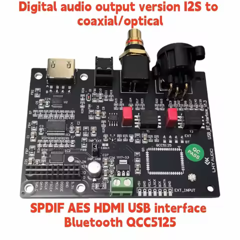 QCC5125 Bluetooth 5.1 Digital Audio Output Board I2S To Coaxial Fiber SPDIF AES HDMI-Compatible USB 