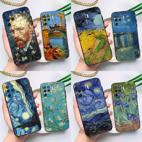 Van Gogh Starry Night Case For OPPO A15 A52 A72 A83 A91 A93 A54 A74 A94 A5 A9 A53S 2020 Reno 5 Lite 