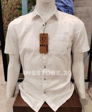 KEMEJA WATCHOUT JEANS SLIM FIT WARNA PUTIH LENGAN PENDEK KUALITAS PREMIUM