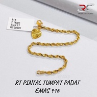 RANTAI TANGAN PINTAL TUMPAT PADAT EMAS TULEN 916 RT PINTAL PADU EMAS 916 GOLD SOLID ROPE BRACELET 实心