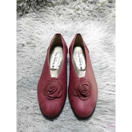 3D Rose Applique Low Wedge Shoes
